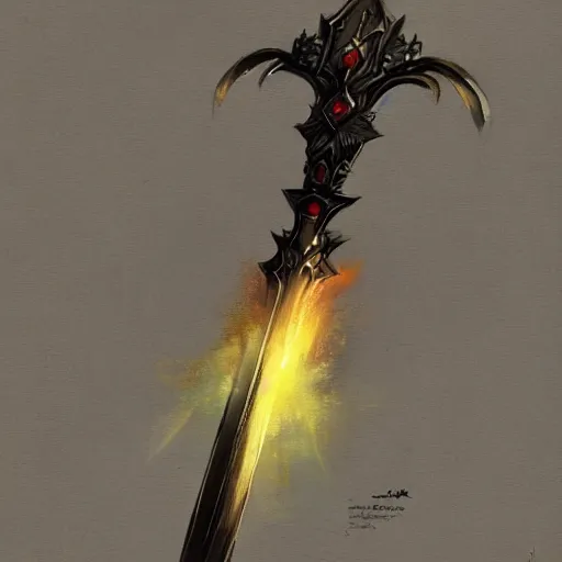 Image similar to fantasy sword designed by Greg rutkowski, concept art, fantasy, 4k