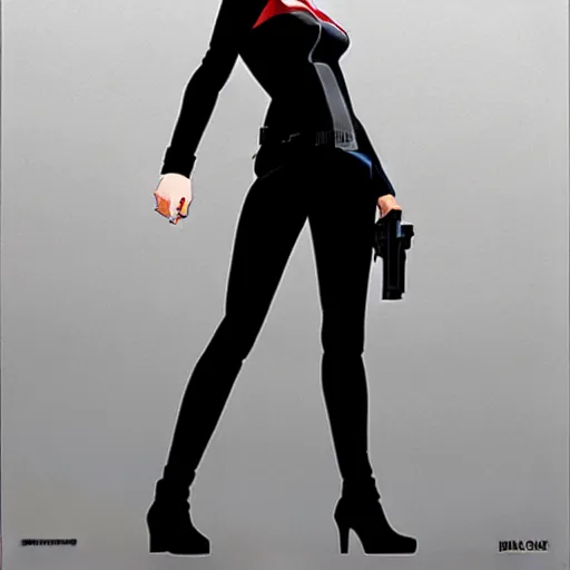 Image similar to phil noto, pretty scarlett johansson black widow, symmetrical eyes, long red hair, full body, city rooftop