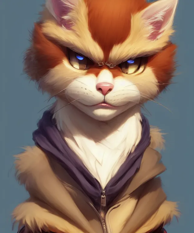 Image similar to character concept art of a anthropomorphic male furry cat | | cute - fine - face, pretty face, key visual, realistic shaded perfect face, fine details by stanley artgerm lau, wlop, rossdraws, james jean, andrei riabovitchev, marc simonetti, and sakimichan, trending on artstation