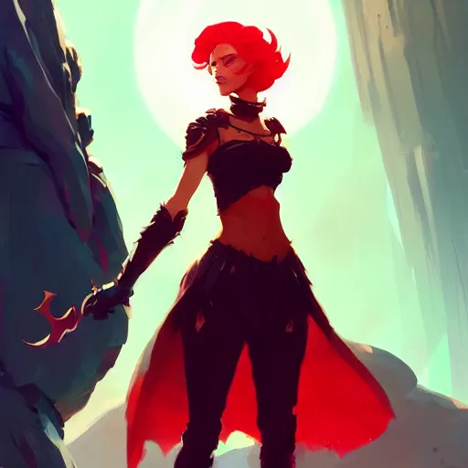 Image similar to a beautiful red sorceress wearing crop top, game of thrones concept art by pete mohrbacher and guweiz and ilya kuvshinov, digital art, highly detailed, intricate, sharp focus, trending on artstation hq, deviantart, unreal engine 5, 4 k uhd image