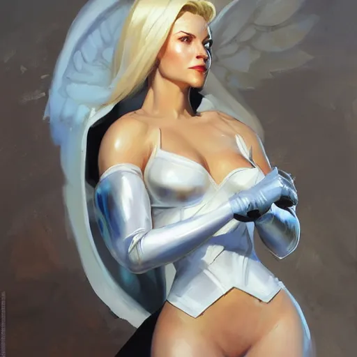 Image similar to Greg Manchess portrait painting of Emma Frost as Overwatch character, medium shot, asymmetrical, profile picture, Organic Painting, sunny day, Matte Painting, bold shapes, hard edges, street art, trending on artstation, by Huang Guangjian and Gil Elvgren and Sachin Teng