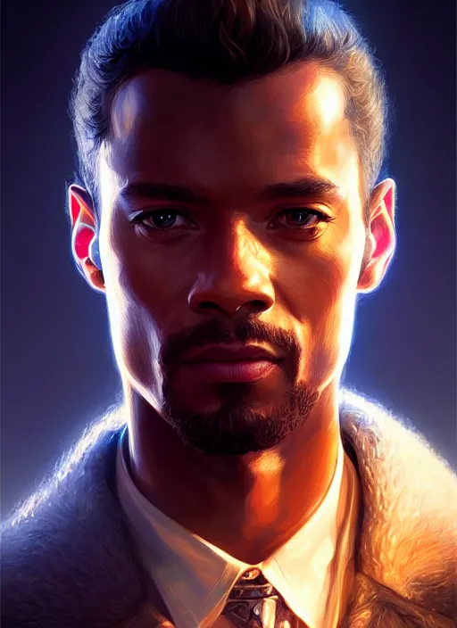 Prompt: portrait of william from westworld, intricate, elegant, glowing lights, highly detailed, digital painting, artstation, glamor pose, concept art, smooth, sharp focus, illustration, art by artgerm and greg rutkowski, artey freytag