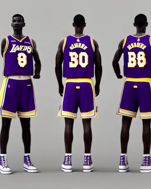 Prompt: military uniform, inspired by los angeles lakers, octane render