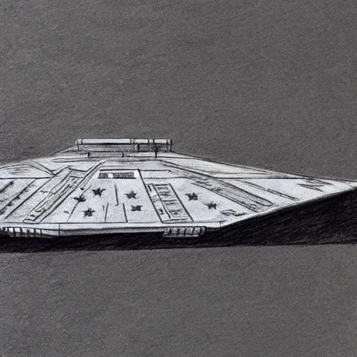 Prompt: charcoal sketch of an imperial star destroyer