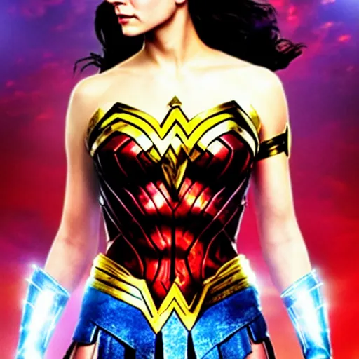 Image similar to wonder woman movie poster but with Emma Watson
