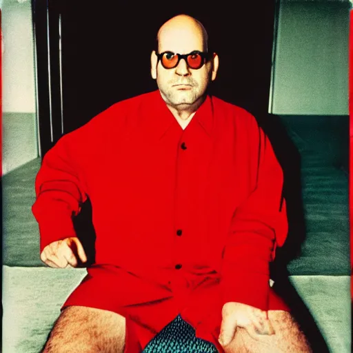 Prompt: polaroid george costanza as in red communist clothing, 1 9 7 0 s, colored, by nan goldin