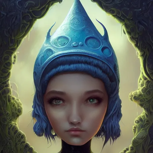 Image similar to Lofi portrait with a creature, Pixar style by Joe Fenton and Stanley Artgerm and Tom Bagshaw and Tim Burton