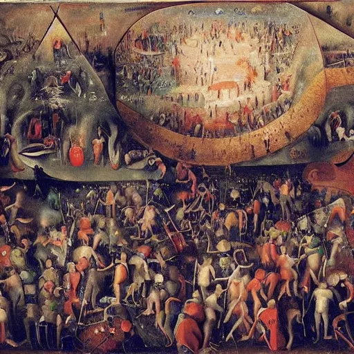 Prompt: a rave party painted by bosch.