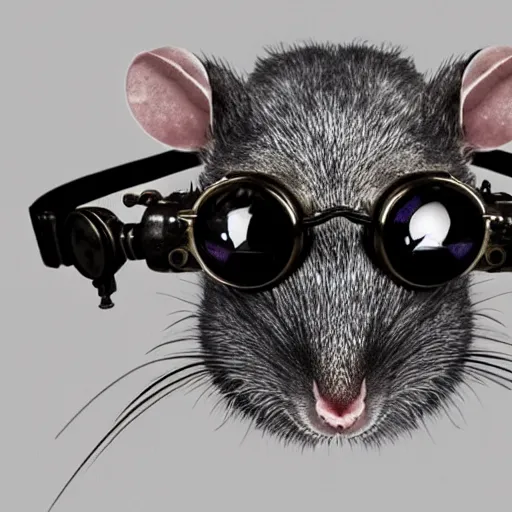 Image similar to a rat with steampunk googles, by burns jim