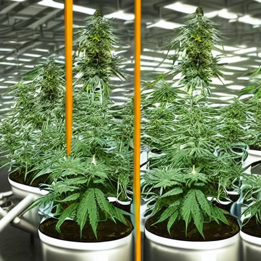 Image similar to digitized and mechanical cannabis plant