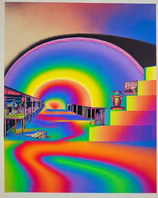 Image similar to a giant contraption for probing and amplifying the thoughts of a fluffy cat, exhibited and touted by its inventor at a county fair in rural Kansas, a Victorian lithograph, by Felipe Pantone, Lisa Frank