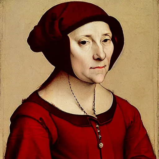 Image similar to red chalk skudy of a young woman. by hans holbein the younger.