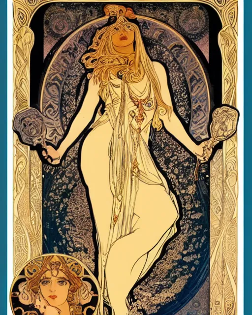 Prompt: goddess of pluto decorative poster by alfonse mucha, 8 k, detailed