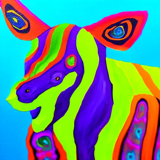 Prompt: painting of a psychedelic animal paper sculpture