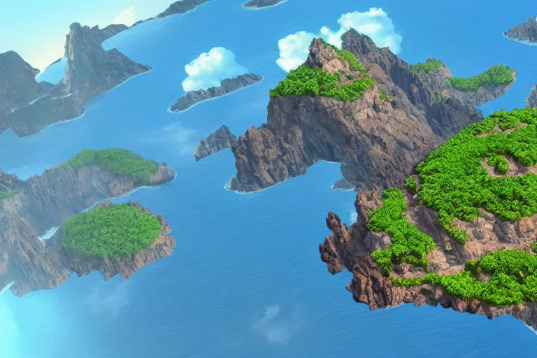 Image similar to ultradetailed digital art image of an island in the sky, a screenshot by miyamoto, polycount, dau - al - set, rpg graphics, prerendered graphics