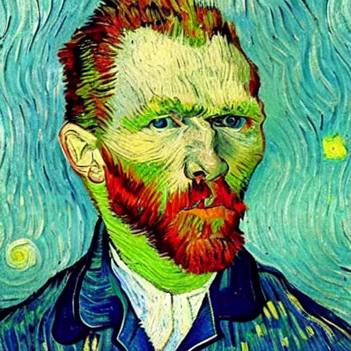 Prompt: a van gogh painting, the face of a person named keith smeltwort