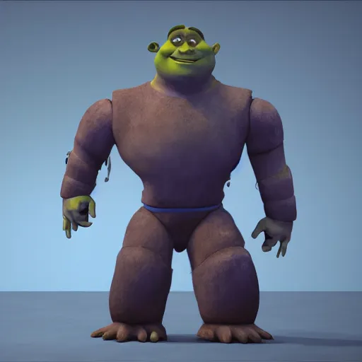 Prompt: shrek as humanoid robot made of steel, unreal engine 5, ray tracing, extremely detailed, 8 k