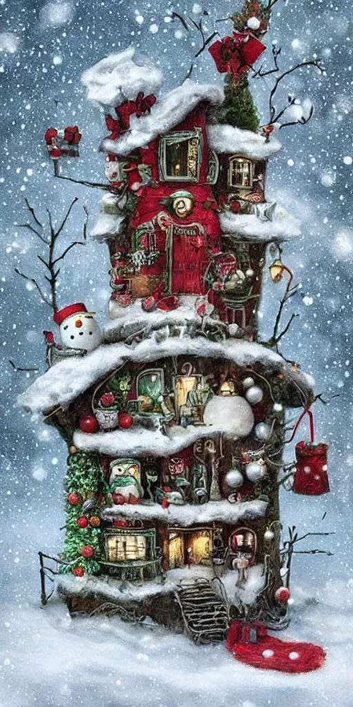 Image similar to a christmas snowman house by alexander jansson