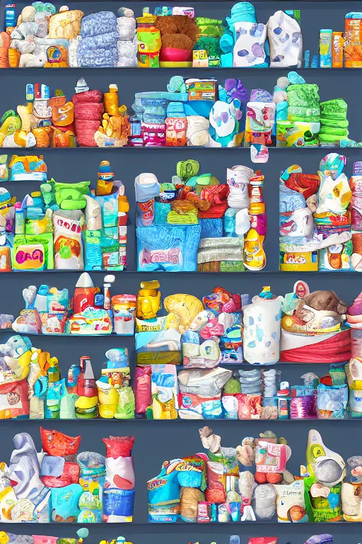 Prompt: Diaper Store overflowing with Diapers, digital art, professional illustration, highly detailed, trending on artstation