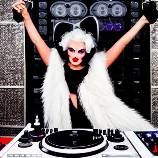 Image similar to cruella on the dj decks