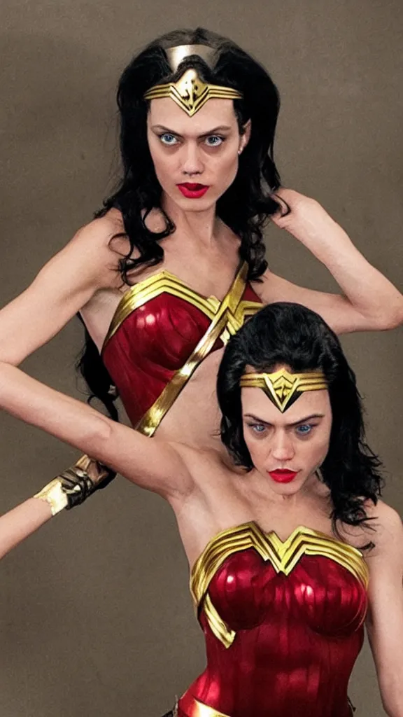 Image similar to steve buscemi dressed as wonder woman