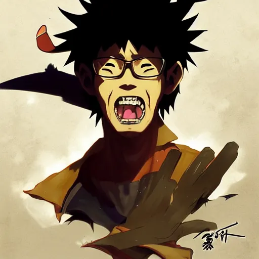 Prompt: crazy asian man as the caracter of cowboy bebop anime by artgrem, greg rutkowski