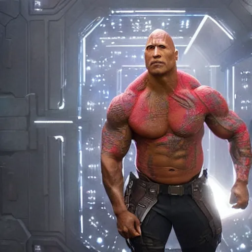 Image similar to Dwayne Johnson in guardians of the galaxy