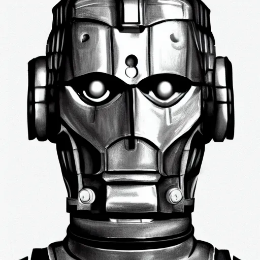 Prompt: david tennant as a cyberman, pencil sketch cinematic lighting, render, fantasy