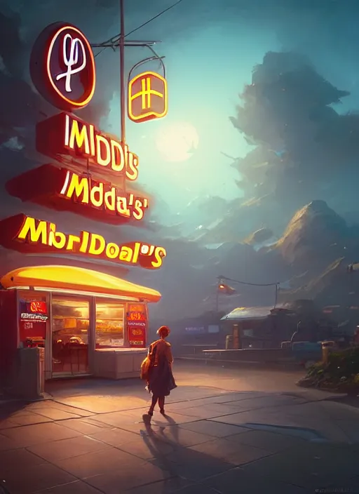 Prompt: Highly detailed McDonalds logo, Stephen Bliss, unreal engine, fantasy art by Greg Rutkowski, Loish, Rhads, Makoto Shinkai and Lois van baarle, ilya kuvshinov, rossdraws, Tom Bagshaw, global illumination, radiant light, detailed and intricate environment