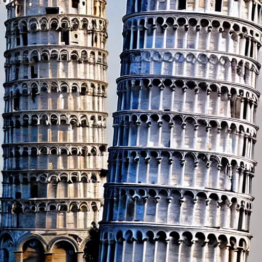 Prompt: Leaning tower of pisa cracked in two parts