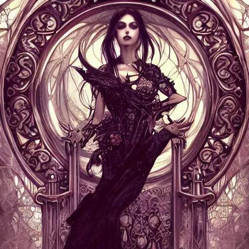 Image similar to a photograpic of death, gothic, fantasy, intricate, elegant, highly detailed, digital painting, artstation, concept art, smooth, sharp focus, illustration, art by artgerm and H R Giger and alphonse mucha