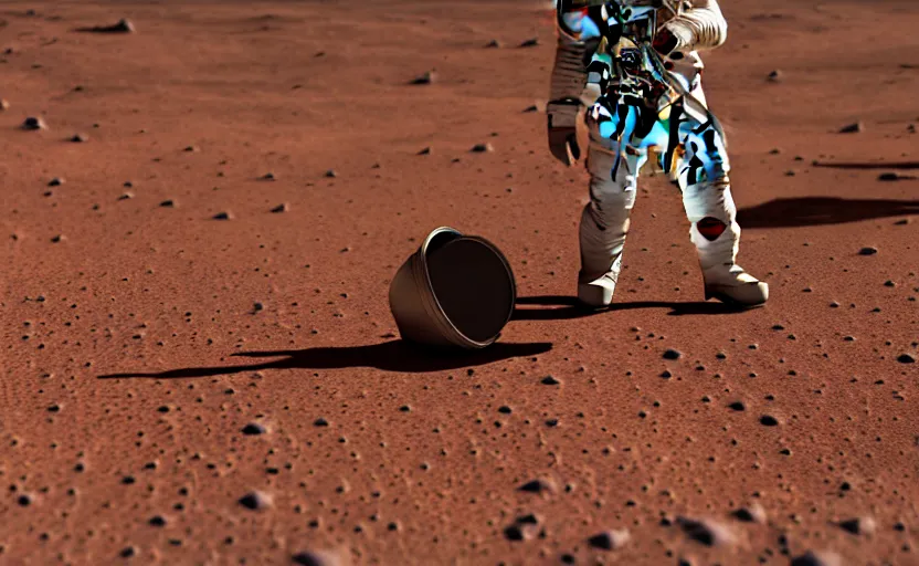 Image similar to studio photography of an astronaut standing on planet mars, photorealistic, highly detailed, 8 k rez, ultra hd, smooth, sharp focus