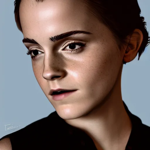 Image similar to Emma Watson smoking cigares, realistic, photo studio, HDR, 8k, trending on artstation