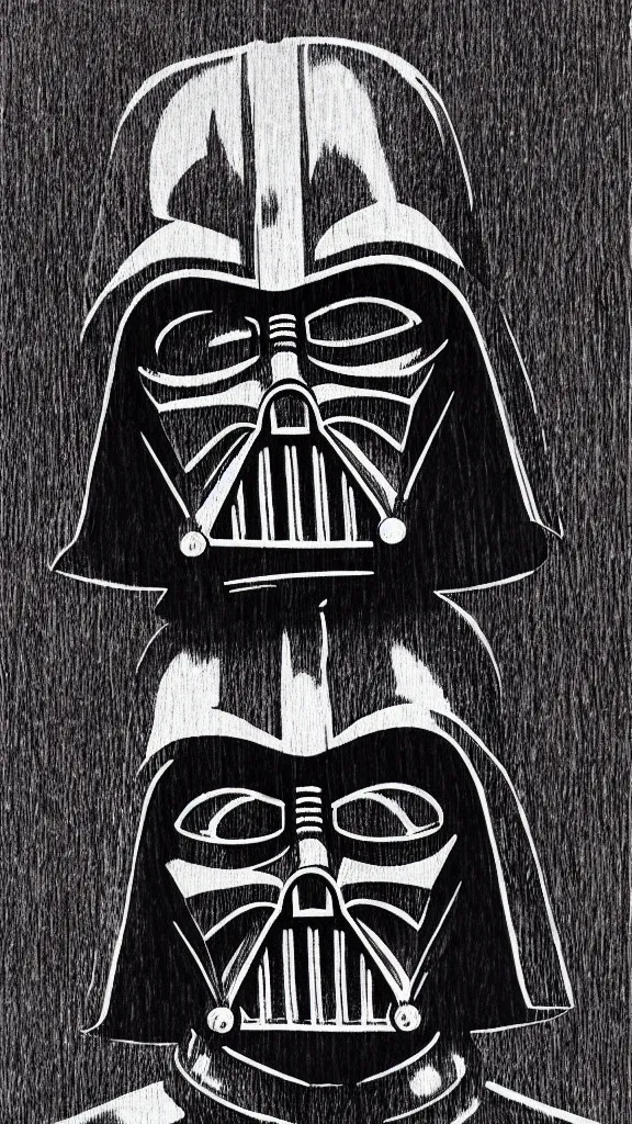 Image similar to a portrait of darth vader in the style of a wood burned etching. color harmony, 8 k detail, gallery quality, hd wallpaper, premium prints available, hyper - detailed, intricate design.