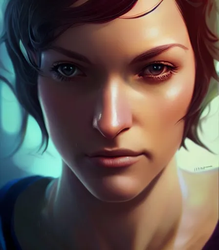 Prompt: beautiful portrait of a gorgeous personal trainer who looks like Miranda Lawson , character design by charlie bowater, ross tran, artgerm, and makoto shinkai, detailed, soft lighting, rendered in octane