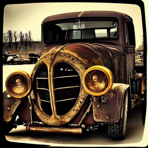 Prompt: “steampunk” “rat rod” truck 4k HD