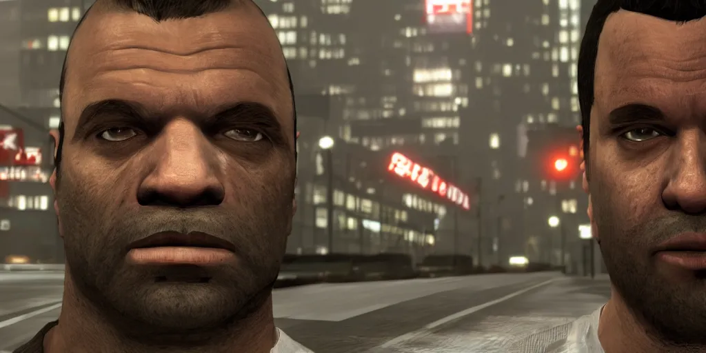 Image similar to grand theft auto iv main character portrait, award - winning, stunningly realistic, volumetric lighting, coherent, no artifacts, cinematic, atmospheric, studio quality