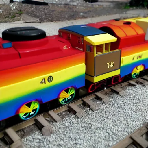 Image similar to thomas the tank engine train on a rainbow