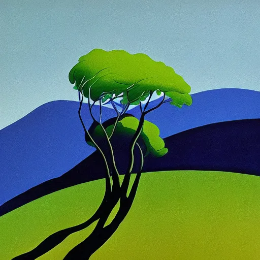 Prompt: eyvind earle landscape painting