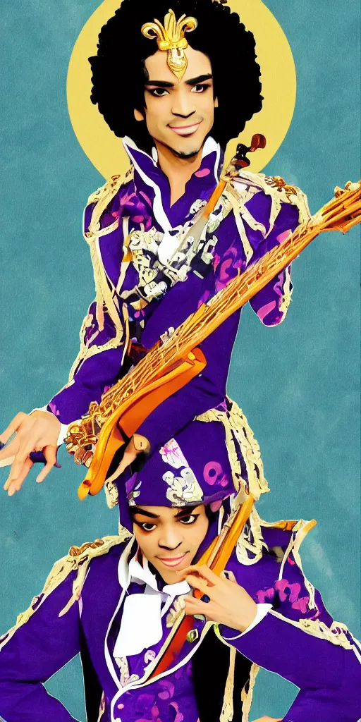 Prompt: the musician Prince in the style of Genshin Impact