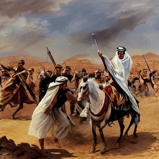 Image similar to Painting of Larry David leading a battle in the Great Arab Revolt