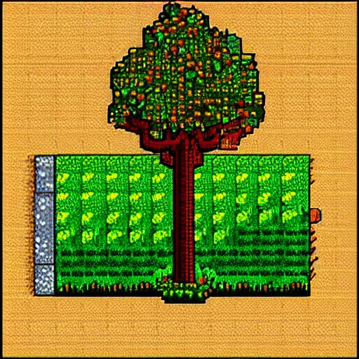 Prompt: 2 d tree from stardew valley pixel art