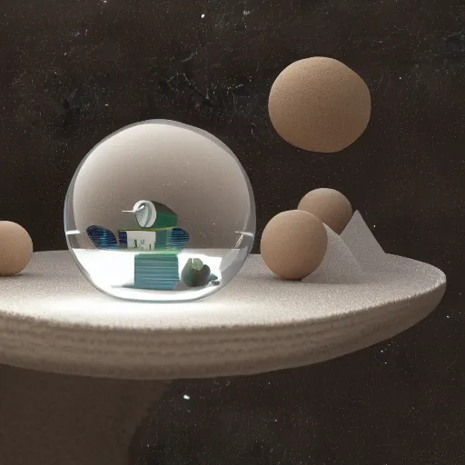 Image similar to crystal sphere with mini modern house inside it, octane render hyperdetailed,