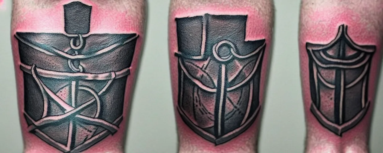 Image similar to Prison tattoo of Mjölnir, Nordic mythology, ugly, amateur, worst