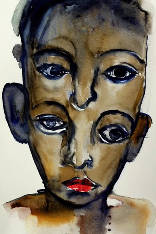 Image similar to watercolor by marlene dumas