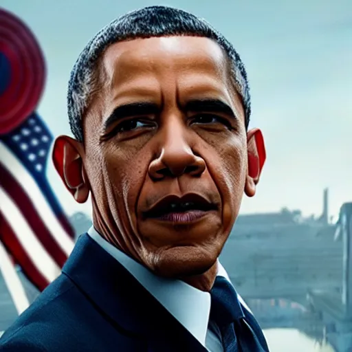 Prompt: film still of Obama in avengers endgame
