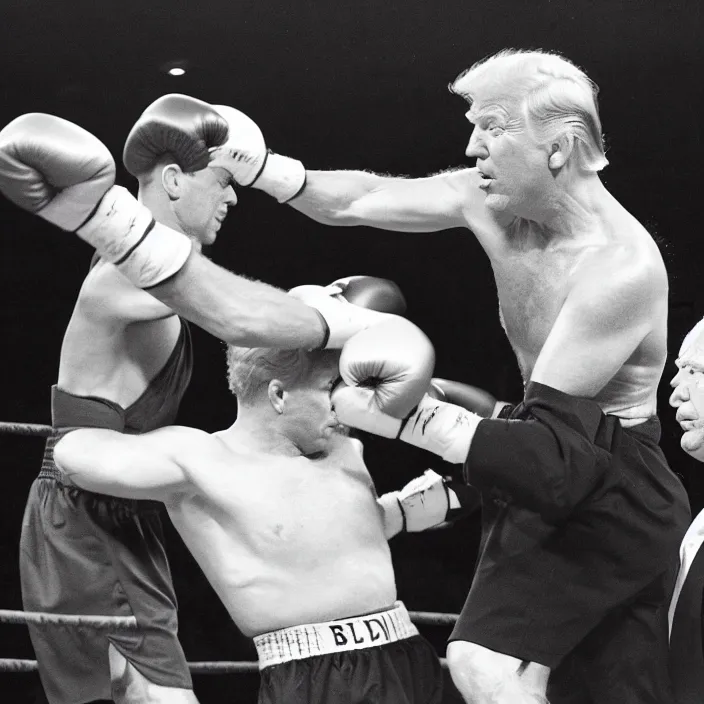 Image similar to joe biden and donald trump in a boxing match, detailed sharp photo