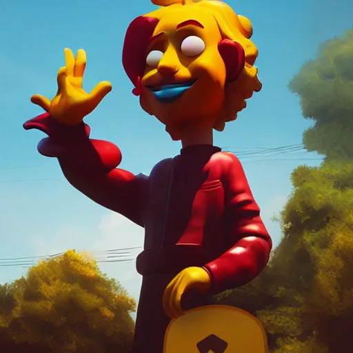 Image similar to ronald mcdonald statue in the world by beeple, darek zabrocki, tyler edlin, jordan grimmer, neil blevins, james paick, natasha tan, highly detailed, ultra detailed, ultra realistic, trending on artstation