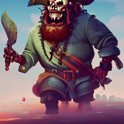 Image similar to portrait of the zombie pirate lechuck, big black beard, rotten skin, mattepainting concept blizzard pixar maya engine on stylized background splash comics global illumination lighting artstation lois van baarle, ilya kuvshinov, rossdraws