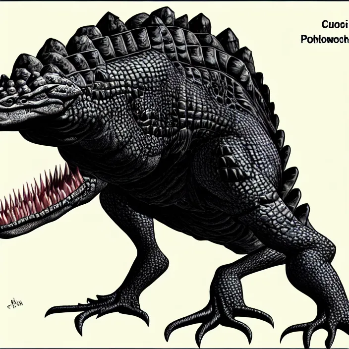 Image similar to Fusion between a crocodile and a crow, photomorph, realistic anatomy